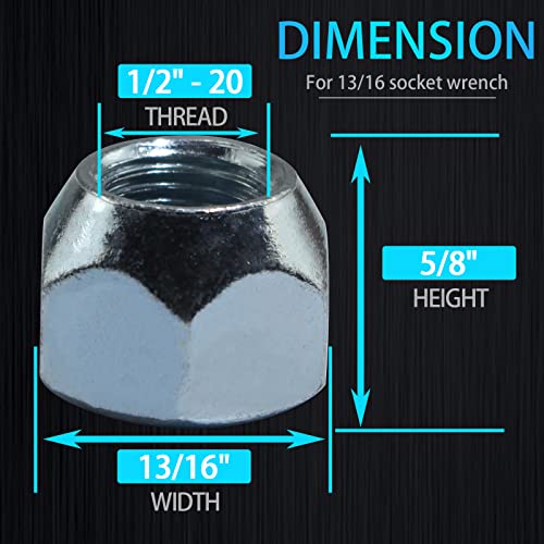 iBroPrat 10pcs 1/2-20 Inch Trailer Lug Nuts Zinc Plated 509 Tire Lugs Wheel Nuts 50-53911 Open End Acorn Lug Nuts for 1/2" Wheel Lug Studs RV Truck Tire Bolt - Image 2