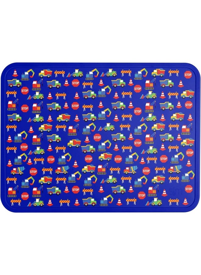 Simple Modern Silicone Placemat for Baby, Toddlers, Kids | Non-Slip Baby Eating Table Food Mat for Restaurants and Dining Table | Piper Collection | Under Construction - Image 1