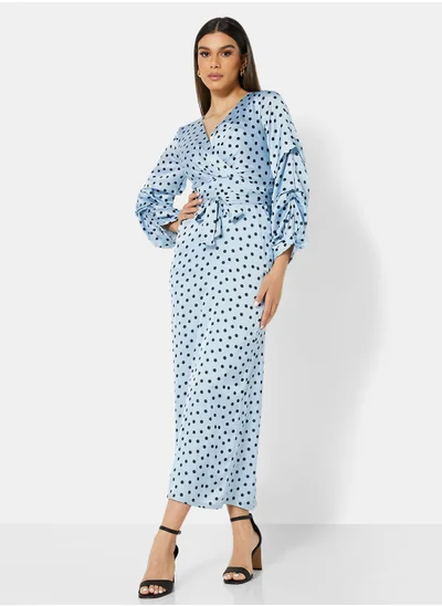 House of Moda Polka Dot Satin Dress