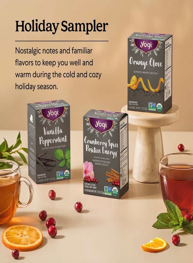 Yogi Tea Holiday Variety Sampler - 16 Bags per Pack (6 Packs) - Holiday Sampler - Includes 2 Vanilla Peppermint, 2 Orange Clove & 2 Cranberry Spice Positive Energy - Seasonal Tea Sampler Set - Image 5
