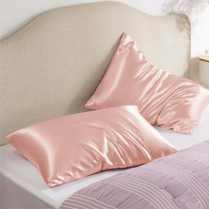 Nan Set of 2 Pink Satin Pillowcases for Hair and Skin, 20x26 inches - Image 2