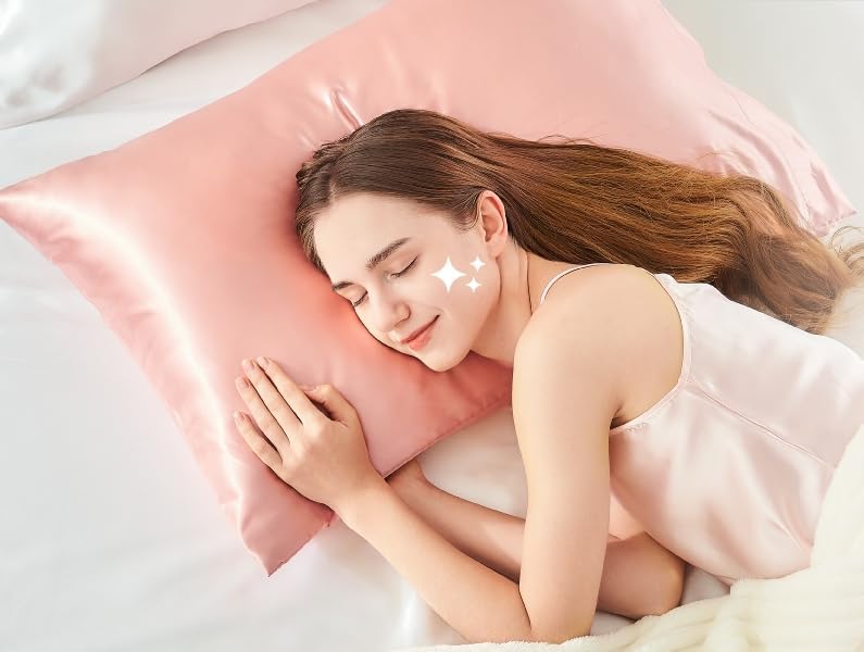 Nan Set of 2 Pink Satin Pillowcases for Hair and Skin, 20x26 inches - Image 3