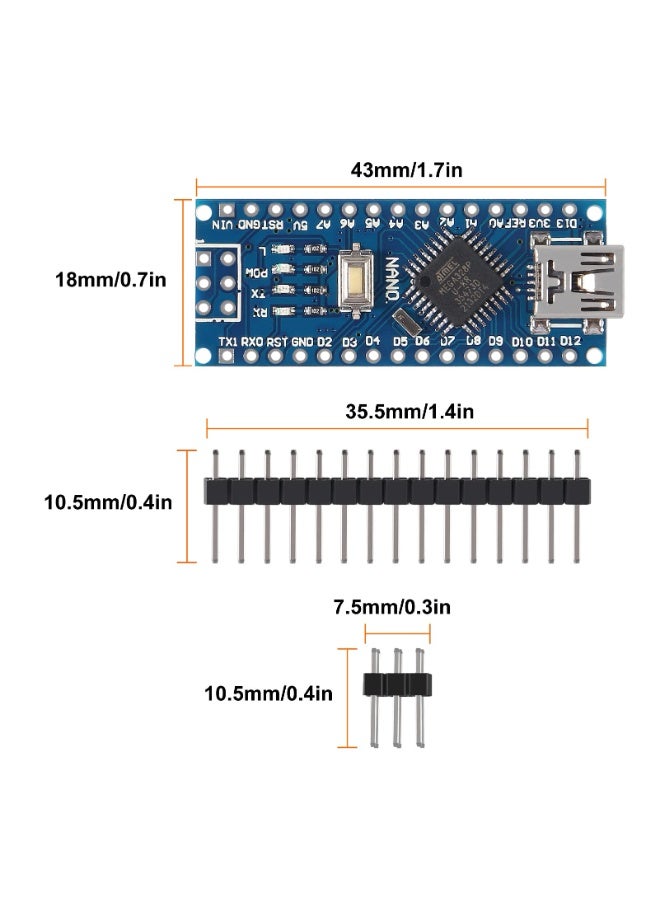 5 قطع لوحة متحكم دقيق Mini Nano V3.0 ATmega328P 5V 16M بمنفذ Mini USB متوافقة مع Arduino Nano - Image 3