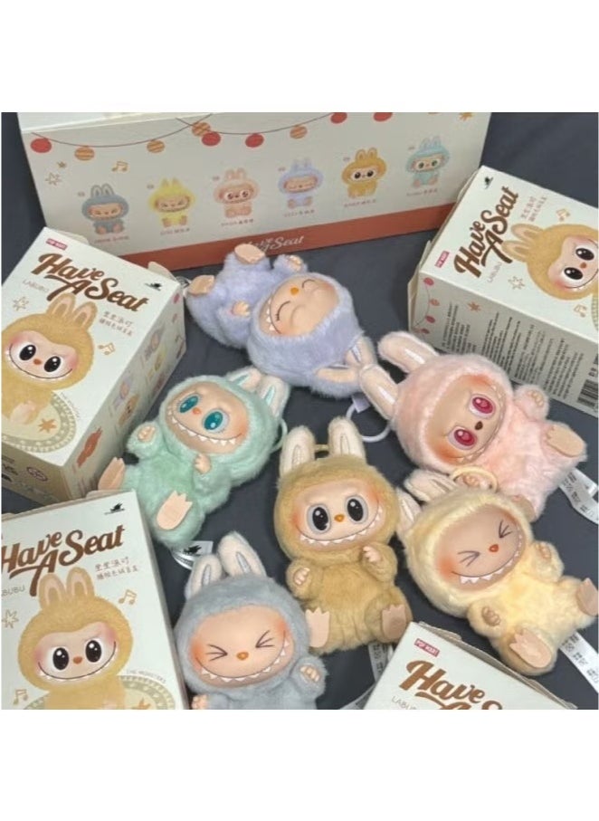 Bubble - Bubble Mart Labubu II Heart-shaped Macaroon Enamel Face Blind Box Plush Doll Toy Ornaments - Specifications: Chestnut Cocoa Brown - Image 1