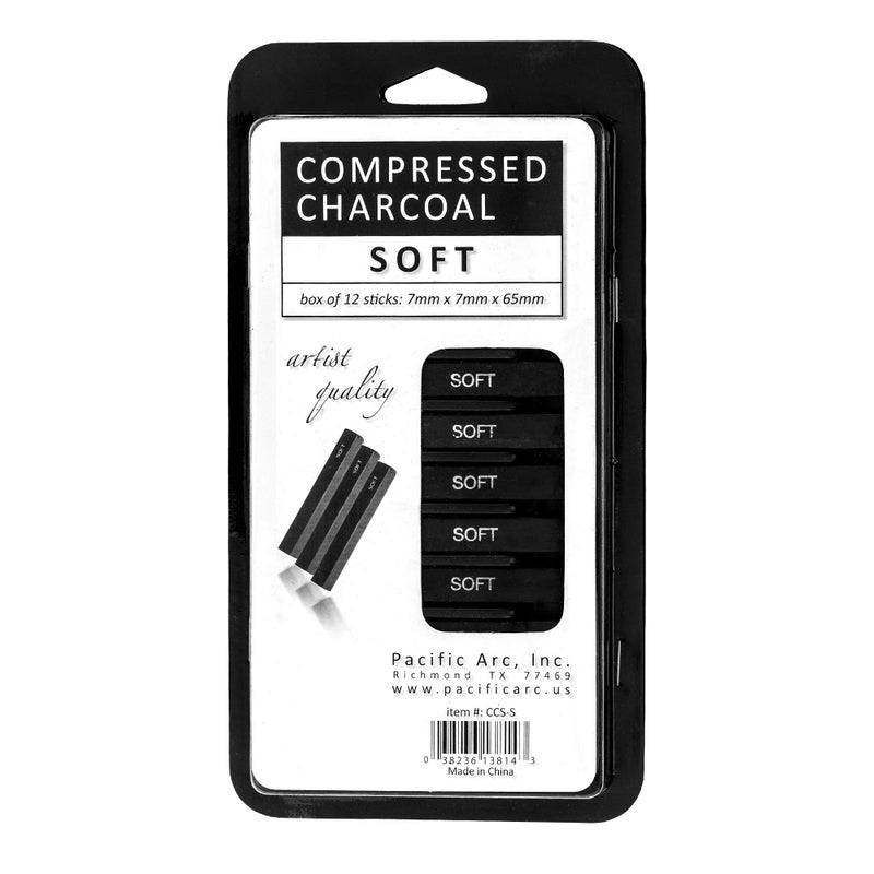 Pacific Arc Pacific Arc Compressed Charcoal Sticks Soft 12 Pack for Drawing, Sketching, and Shading  - Image 1