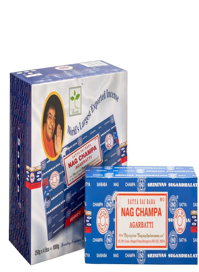 Earth Satya Nag Champa Premium Incense Sticks 250 GMS (Pack of 4) (Green Certified) - Naturally Hand Rolled Agarbatti- Perfect for Worshipping, Church, Aroma Therapy, Relaxation, Positivity,Yoga - Image 1