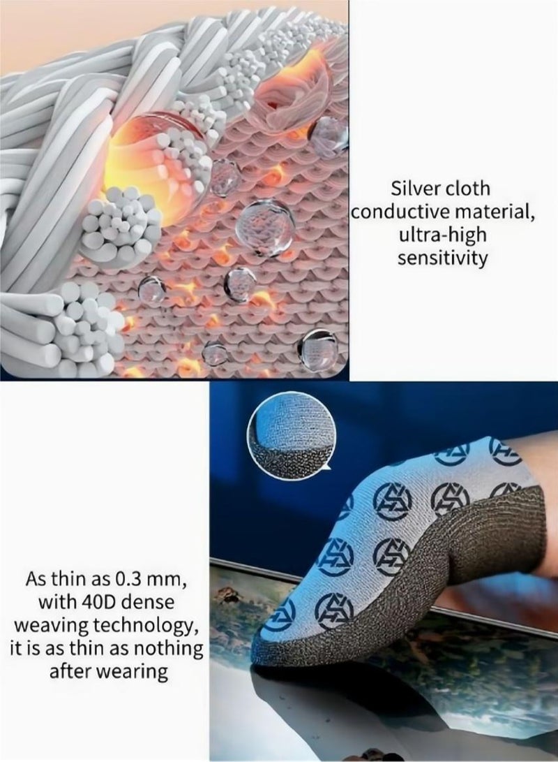 2-Pack of Silver Cloth Mobile Game Finger Cots Extremely Thinmaterial Zero Contact Breathable Extremely Sensitive With Storage Box  - Image 3