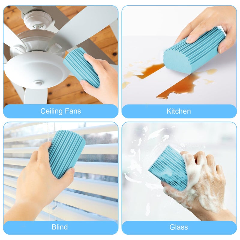 YFUIF 4 Pack Damp Clean Duster Sponge  Magic Sponge Eraser for Household Cleaning  Reusable Dusters Cleaning Supplies for Housekeeping  Dish  Blinds  Glass  Baseboards Window Track Grooves and Faucets - Image 3