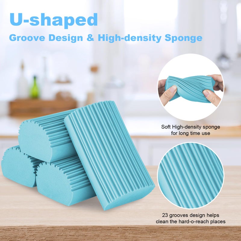 YFUIF 4 Pack Damp Clean Duster Sponge  Magic Sponge Eraser for Household Cleaning  Reusable Dusters Cleaning Supplies for Housekeeping  Dish  Blinds  Glass  Baseboards Window Track Grooves and Faucets - Image 5