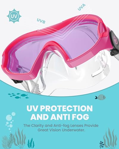OutdoorMaster Stingray Kids Swim Goggles with Nose Cover, Swim Diving Mask for Kids, Anti-Fog Swimming Goggles for Boys and Girls, Age 5-12, Rose - Image 4