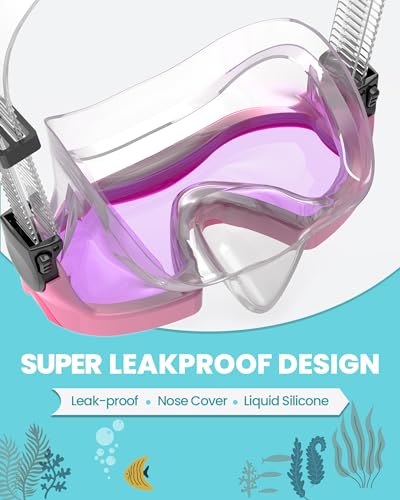 OutdoorMaster Stingray Kids Swim Goggles with Nose Cover, Swim Diving Mask for Kids, Anti-Fog Swimming Goggles for Boys and Girls, Age 5-12, Rose - Image 3