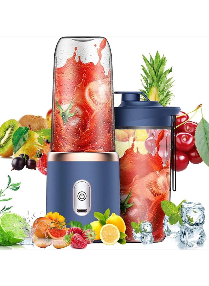 Generic - Mini Juice Blender, Double Juicer mixer Cup with Travel Lid, Wireless Rechargeable Portable Juicer Cup with 2 cups, Personal Size Fresh Juice mixer - Image 1