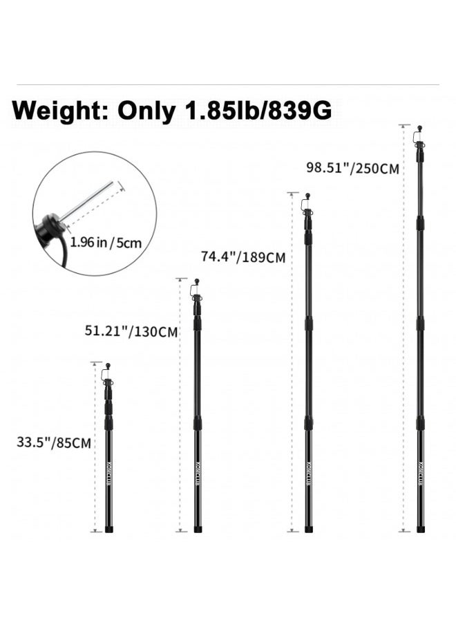 KOMCLUB Telescoping Tarp Poles Adjustable Tent Poles for Tarp Heavy-Duty Design Portable & Lightweight Fiberglass Tent Poles for Shelter Camping Awning 4 Sections Adjustable to 98.51 in(Set of 2)
