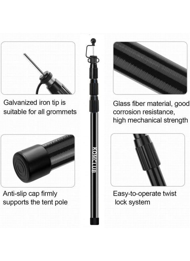KOMCLUB Telescoping Tarp Poles Adjustable Tent Poles for Tarp Heavy-Duty Design Portable & Lightweight Fiberglass Tent Poles for Shelter Camping Awning 4 Sections Adjustable to 98.51 in(Set of 2)