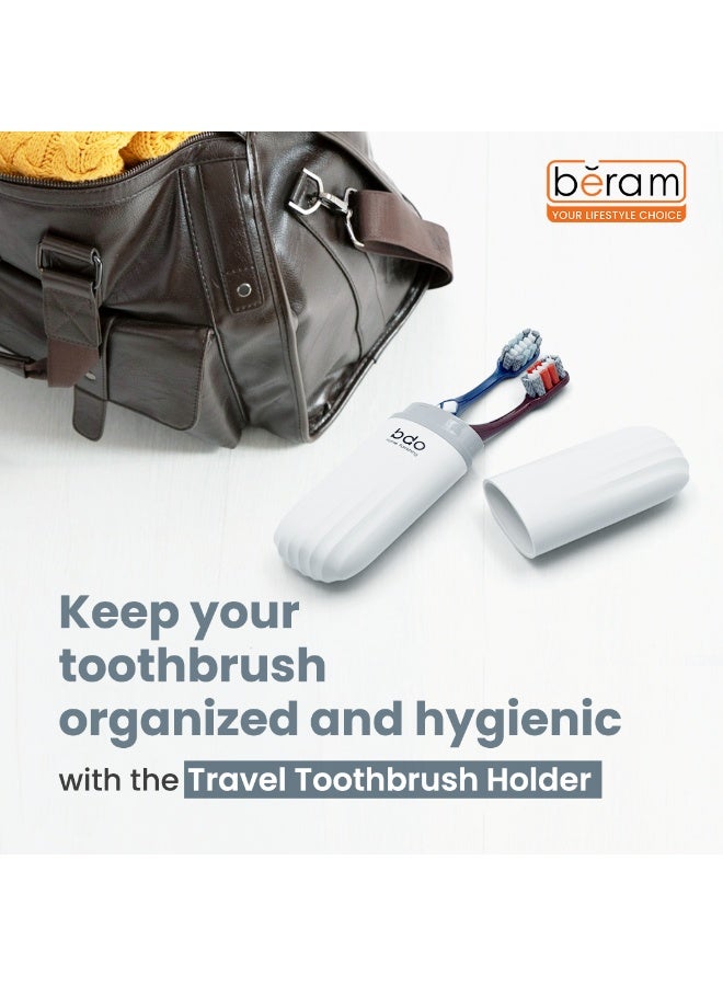 بيرام صندوق فرشاة أسنان للسفر، حامل فرشاة أسنان محمول، أداة تخزين فعّالة للفرشاة، حاوية حمام يدوية مدمجة، حامل للسفر والتخييم والعطلات، لون أبيض - Image 2