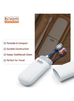Beram Travel Toothbrush Box, Portable Toothbrush Holder, Efficient Brush Storage Device, Manual Compact Bathroom Container, Holder for Traveling, Camping, Vacation, White  - Image 5