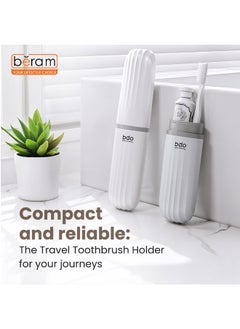 Beram Travel Toothbrush Box, Portable Toothbrush Holder, Efficient Brush Storage Device, Manual Compact Bathroom Container, Holder for Traveling, Camping, Vacation, White  - Image 3