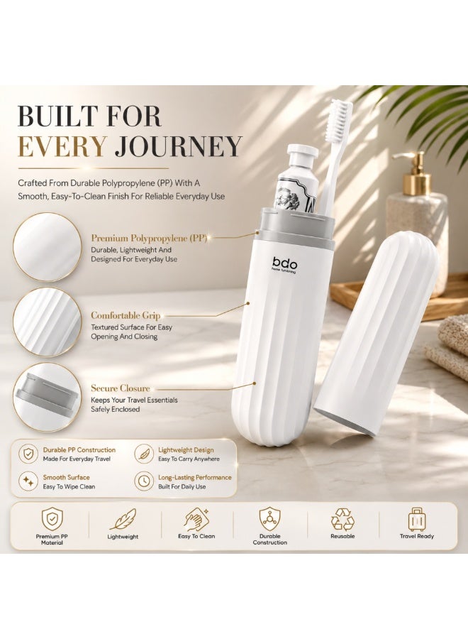 Beram Travel Toothbrush Holder with Toothpaste Storage, Portable 2-in-1 Toothbrush Case, Compact Toothbrush Organizer Box for Toothbrush & Toothpaste, Travel Camping Business Trip Bathroom Storage, White - Image 5