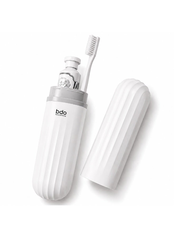 Beram Travel Toothbrush Holder with Toothpaste Storage, Portable 2-in-1 Toothbrush Case, Compact Toothbrush Organizer Box for Toothbrush & Toothpaste, Travel Camping Business Trip Bathroom Storage, White - Image 1