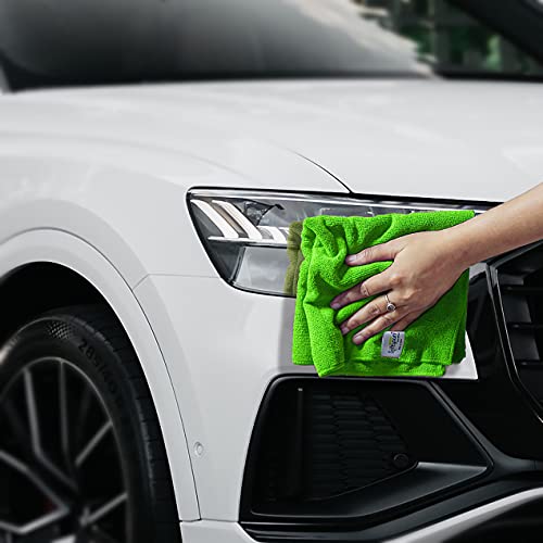 SOFTSPUN Microfiber Cloth - 3 pcs - 30x30 cms - 340 GSM Green - Thick Lint & Streak-Free Multipurpose Cloths - Automotive Microfibre Towels for Car Bike Cleaning Polishing Washing & Detailing - Image 2