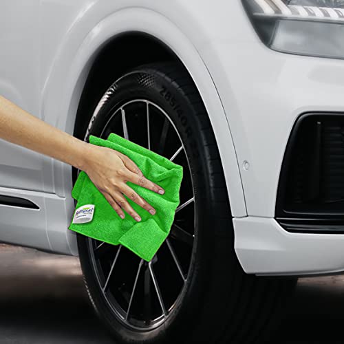 SOFTSPUN Microfiber Cloth - 3 pcs - 30x30 cms - 340 GSM Green - Thick Lint & Streak-Free Multipurpose Cloths - Automotive Microfibre Towels for Car Bike Cleaning Polishing Washing & Detailing - Image 4