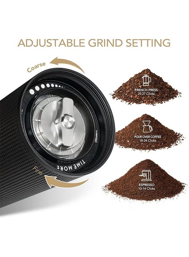 تايم مور مطحنة قهوة يدوية من TIMEMORE Chestnut C2S مع إعداد طحن داخلي قابل للتعديل، سعة 20 جرامًا، مطحنة قهوة يدوية مع نتوء مخروطي من الفولاذ المقاوم للصدأ، من أجل الإسبريسو إلى المكبس الفرنسي، أسود - Image 3