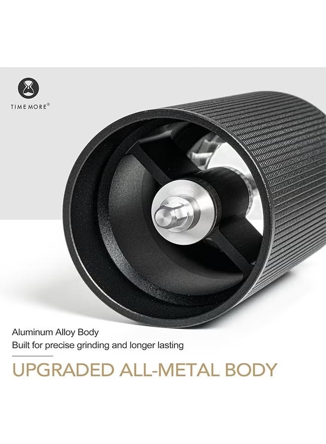 تايم مور مطحنة قهوة يدوية من TIMEMORE Chestnut C2S مع إعداد طحن داخلي قابل للتعديل، سعة 20 جرامًا، مطحنة قهوة يدوية مع نتوء مخروطي من الفولاذ المقاوم للصدأ، من أجل الإسبريسو إلى المكبس الفرنسي، أسود - Image 5