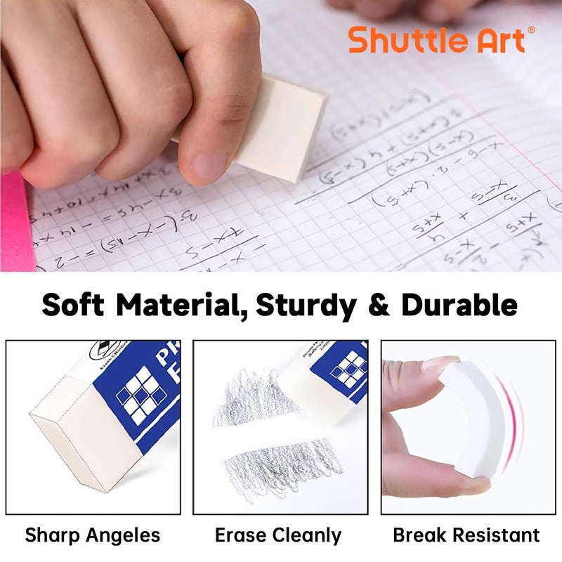 Shuttle Art Erasers, Shuttle Art 144 Pack Premium Eraser Bulk, White Erasers Classroom Set for Kids Teachers as School and Office Supplies - Image 3