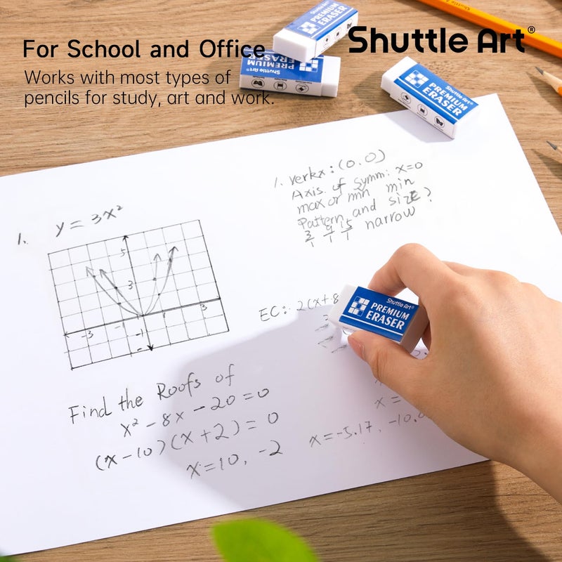 Shuttle Art Erasers, Shuttle Art 144 Pack Premium Eraser Bulk, White Erasers Classroom Set for Kids Teachers as School and Office Supplies - Image 4