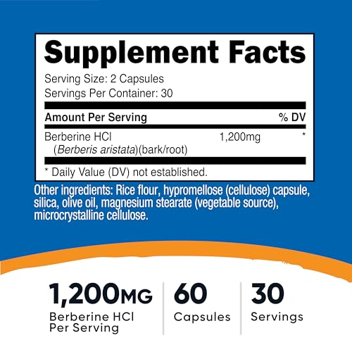 Nutricost Berberine HCl 1200mg 60 Vegetarian Capsules Gluten Free NonGMO - Image 5