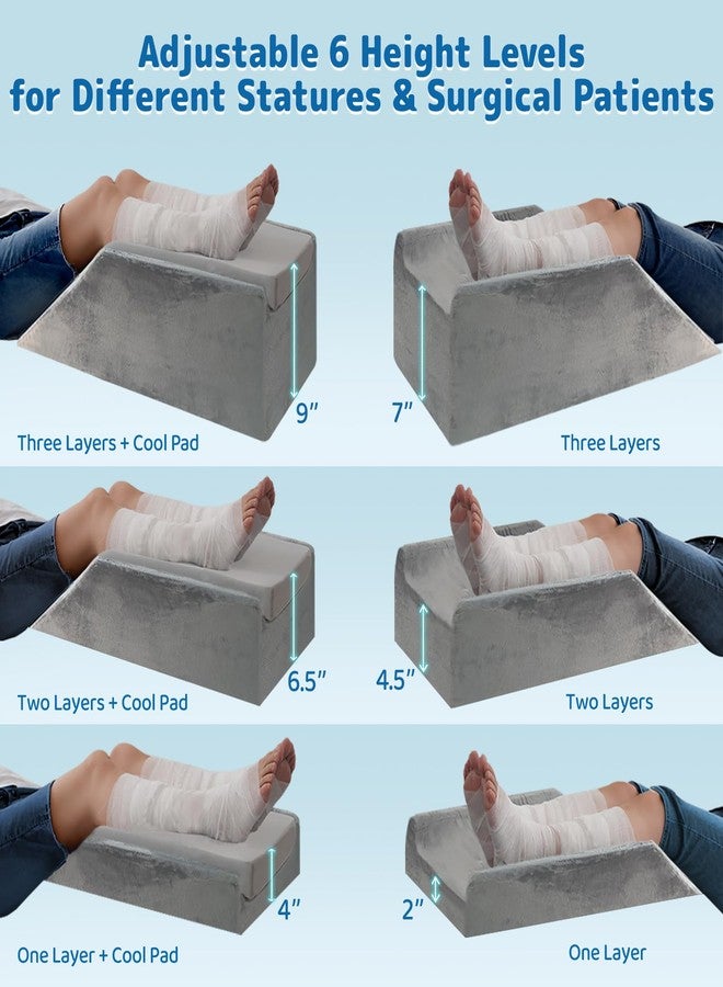 LOFE Leg Elevation Pillows for After Surgery - Adjustable Leg Elevation Pillow 6 Heights, Cooling Leg Wedges for Elevation for Swelling, Double Leg Pillow for Knee Surgery Recovery, CertiPUR-US Foam - Image 2