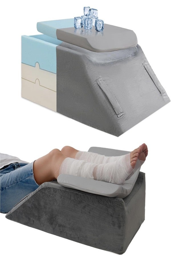 LOFE Leg Elevation Pillows for After Surgery - Adjustable Leg Elevation Pillow 6 Heights, Cooling Leg Wedges for Elevation for Swelling, Double Leg Pillow for Knee Surgery Recovery, CertiPUR-US Foam - Image 1