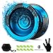 FETESNICE Yoyo Professional Responsive yo yo for Kids Beginner Dual Purpose Metal Yoyos Unresponsive Yo yo for Advanced Yoyo Players with 10 Strings Bag GloveBlackBlue - Image 2