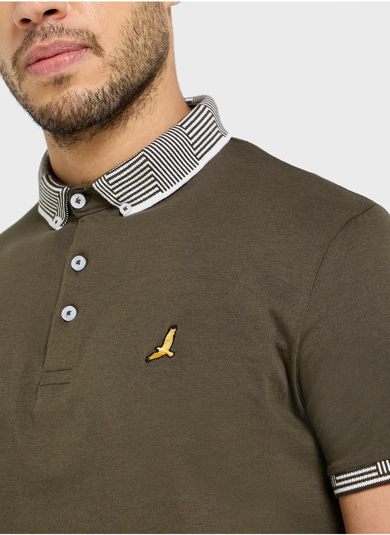 BRAVE SOUL Jersey Polo With Split Hem Side