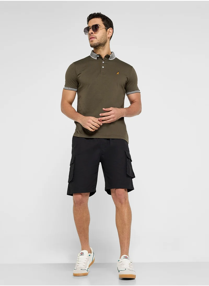BRAVE SOUL Jersey Polo With Split Hem Side