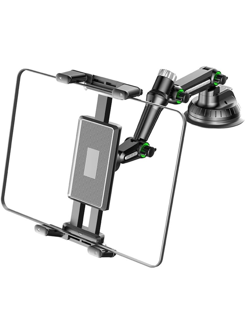 SYOSI Tablet Holder for Car Dashboard, Adjustable Tablet and Smartphone Holder, Fits All Vehicles, Swivel Rotating for Optimal Viewing, Foldable Phone Stand, Stable Rotation, Black - Image 1