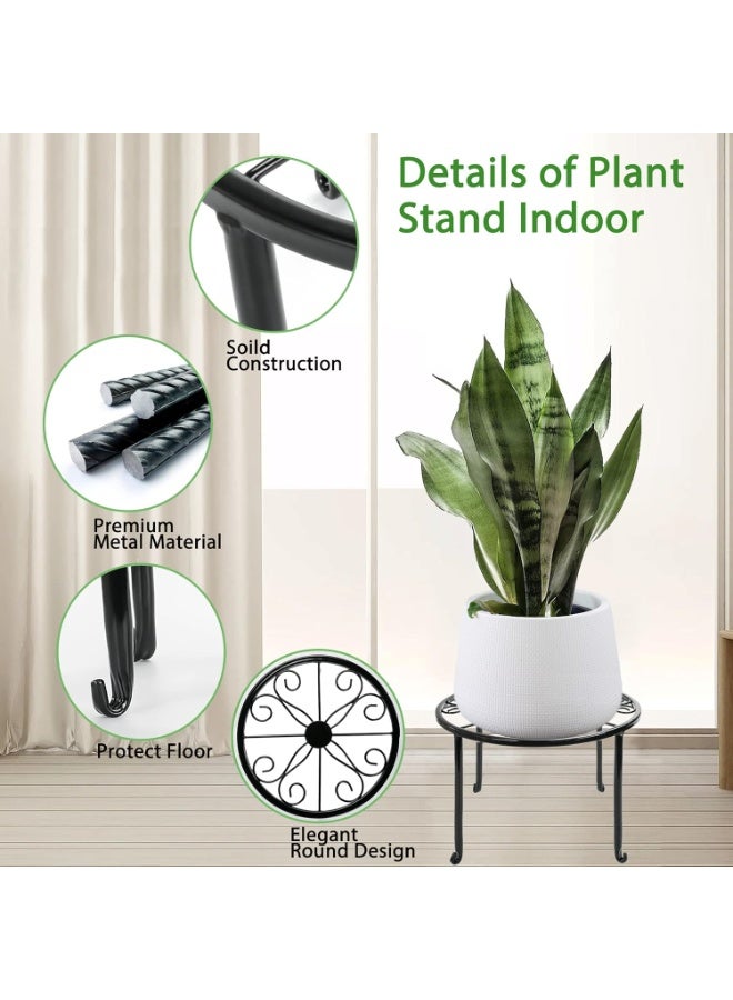 عربست مجموعة من 5 حاملات نباتات معدنية، حاملات أصيص زهور شديدة التحمل، رف نباتات دائري من الحديد المقاوم للصدأ لحامل نباتات خارجي لديكور الفناء والحديقة - Image 2