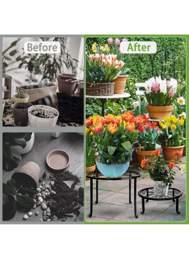 عربست مجموعة من 5 حاملات نباتات معدنية، حاملات أصيص زهور شديدة التحمل، رف نباتات دائري من الحديد المقاوم للصدأ لحامل نباتات خارجي لديكور الفناء والحديقة - Image 4