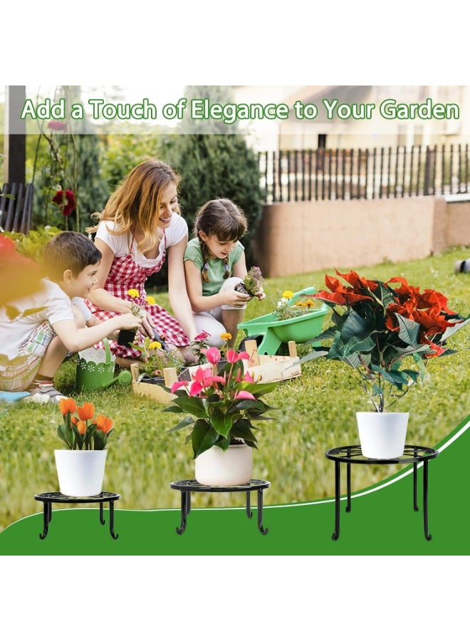 عربست مجموعة من 5 حاملات نباتات معدنية، حاملات أصيص زهور شديدة التحمل، رف نباتات دائري من الحديد المقاوم للصدأ لحامل نباتات خارجي لديكور الفناء والحديقة - Image 5