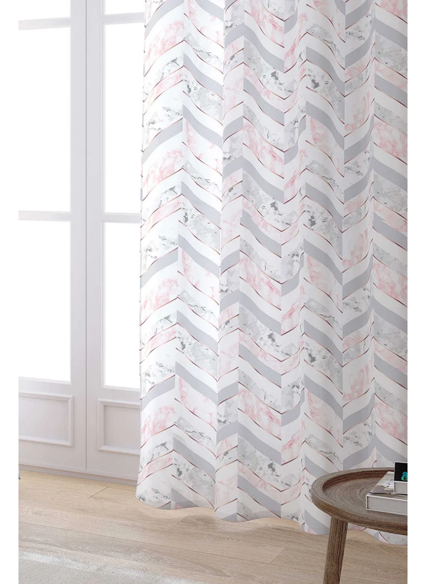 Cango Home White Pink Geometric Abstract Marble Patterned Digital Printed Curtain YLMS84-PR