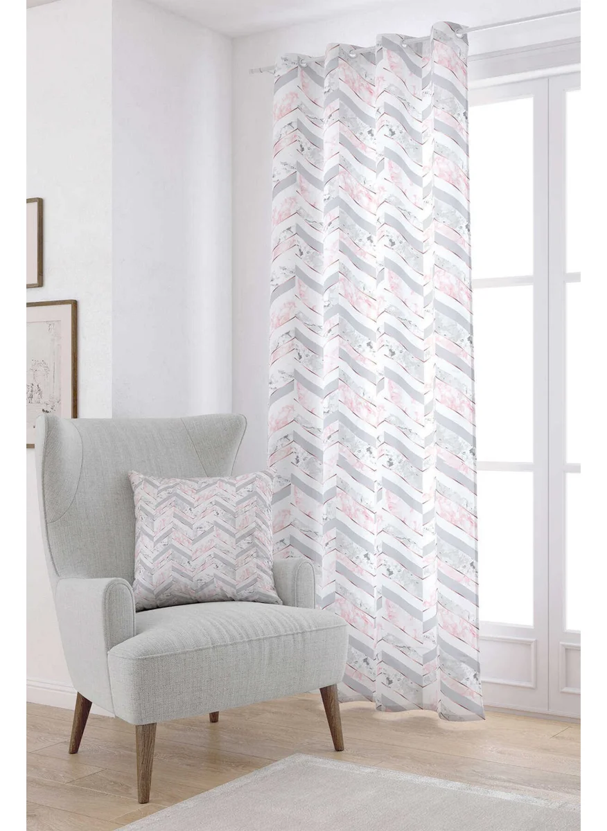 Cango Home White Pink Geometric Abstract Marble Patterned Digital Printed Curtain YLMS84-PR