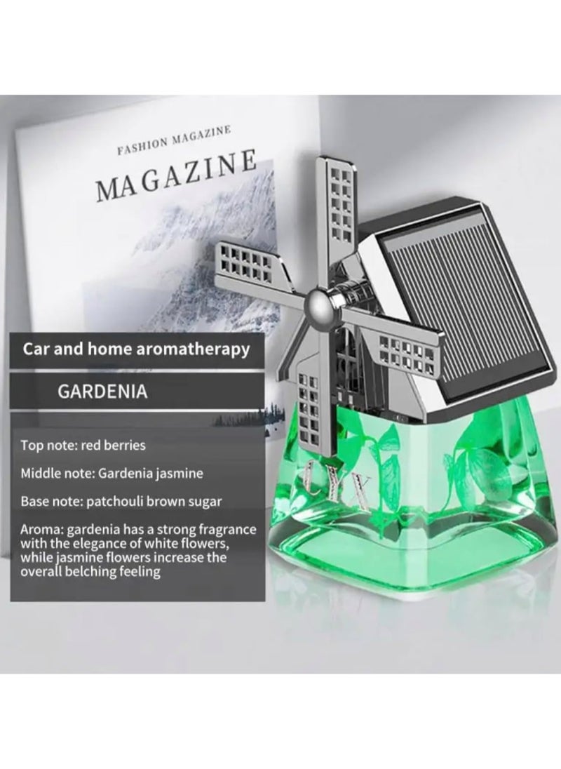 BLUE CORAL Car Air Freshener Light Styling Solar Windmill Model Center Console Decoration Auto Fragrance Air Fresheners Car Accessories Green  - Image 2