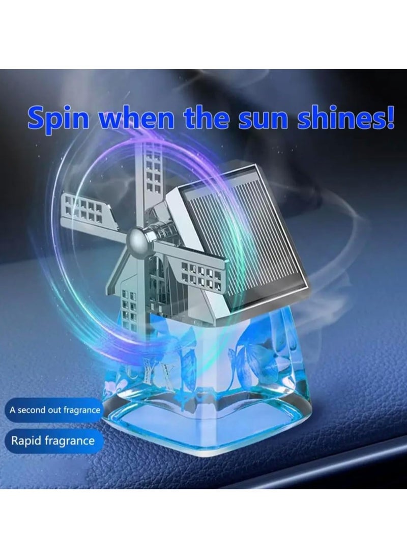 BLUE CORAL Car Air Freshener Light Styling Solar Windmill Model Center Console Decoration Auto Fragrance Air Fresheners Car Accessories Green  - Image 3