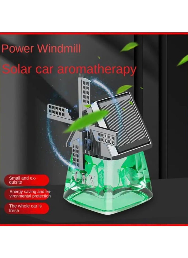 BLUE CORAL Car Air Freshener Light Styling Solar Windmill Model Center Console Decoration Auto Fragrance Air Fresheners Car Accessories Green  - Image 4