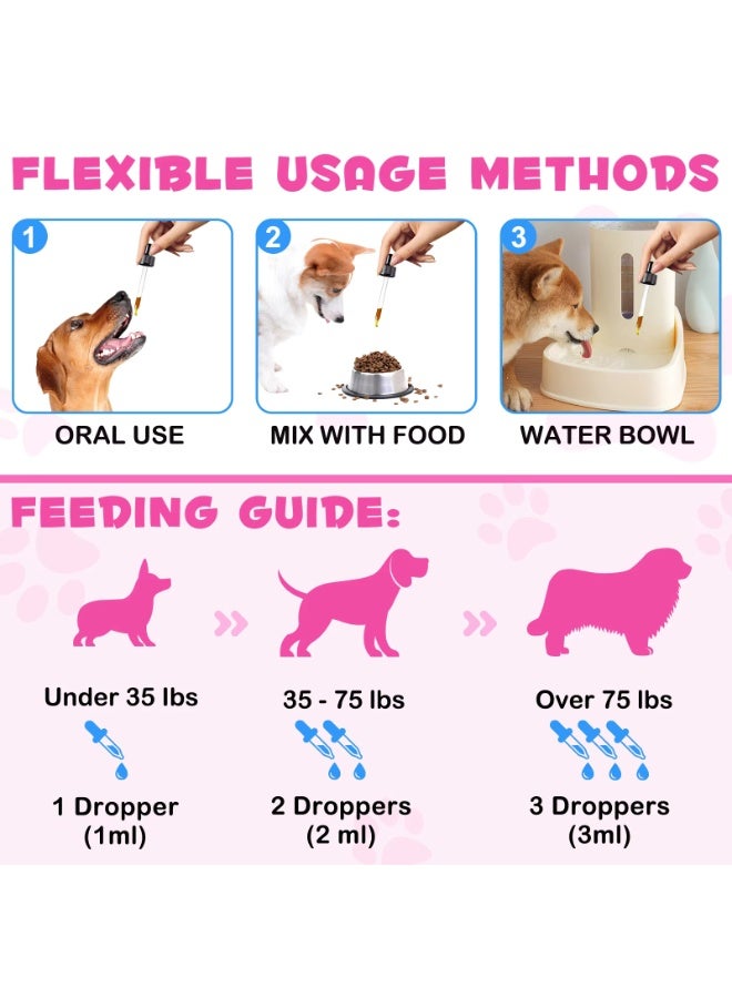 Oimmal كولاجين للكلاب 60 مل، قطرات كولاجين سائلة بنكهة لحم الخنزير، مكملات كولاجين يومية لمفاصل الكلاب، الجلد والفرو، تدعم تخفيف حكة جلد الكلاب، كولاجين الكلاب مع البيوتين، MSM والزنجبيل - Image 5