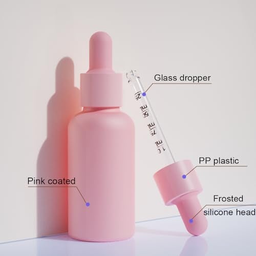 seafulee 1oz Pink Coated Glass Dropper Bottles (30ML) with Glass Eye Droppers - Pack of 6 - Image 4
