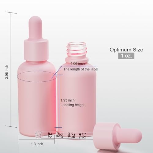 seafulee 1oz Pink Coated Glass Dropper Bottles (30ML) with Glass Eye Droppers - Pack of 6 - Image 5