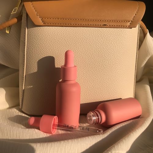 seafulee 1oz Pink Coated Glass Dropper Bottles (30ML) with Glass Eye Droppers - Pack of 6 - Image 2
