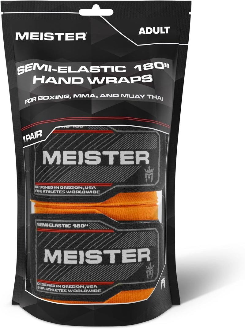 Meister Adult 180" Semi-Elastic Hand Wraps for MMA & Boxing (Pair) - Image 3