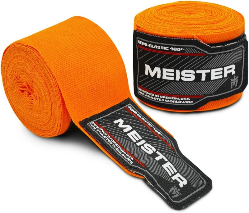 Meister Adult 180" Semi-Elastic Hand Wraps for MMA & Boxing (Pair) - Image 1
